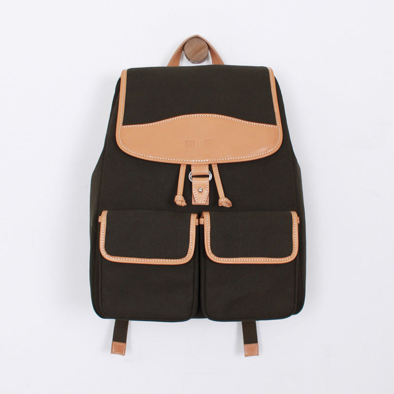 Leather-trimmed backpack